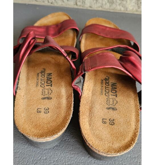 NAOT Sandals, Made in Isreal, Maroon Twist Strap, Slip on, New, Womens Sz 8 - Picture 5 of 6
